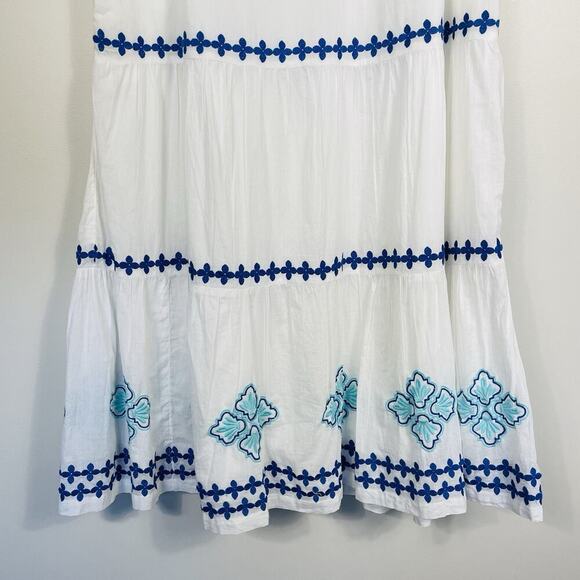 Tommy Bahama Shell Beach Tiered Maxi Dress Size M White Gauze Pockets Boho NEW - Picture 6 of 11